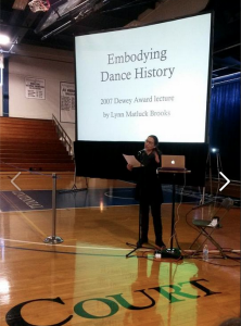 At Comon Hour, Professor Lynn Brooks spoke on the power of dance lineage and the senses for learning dance. Dance students also presented exerpts of their own work.